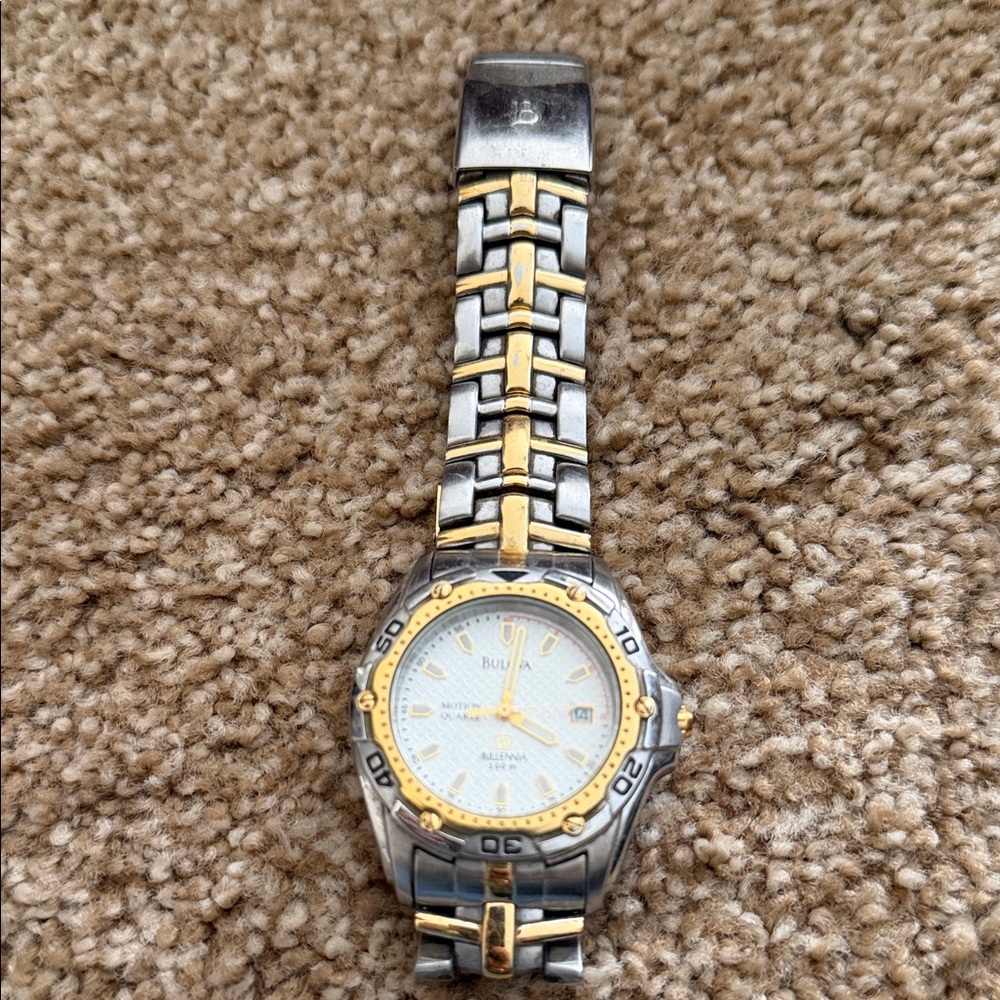 Bulova  men’s Silver and Gold Accent Watch